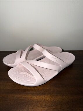 Crocs Kadee II Comfort Sandals Strappy Slip On Light Pink Womens Sz 10 Nice